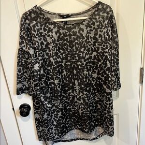 H&M Black Graphic Relaxed Blouse